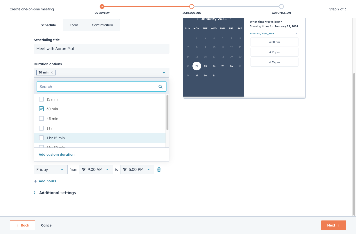 Click on Create one-on-one meeting…