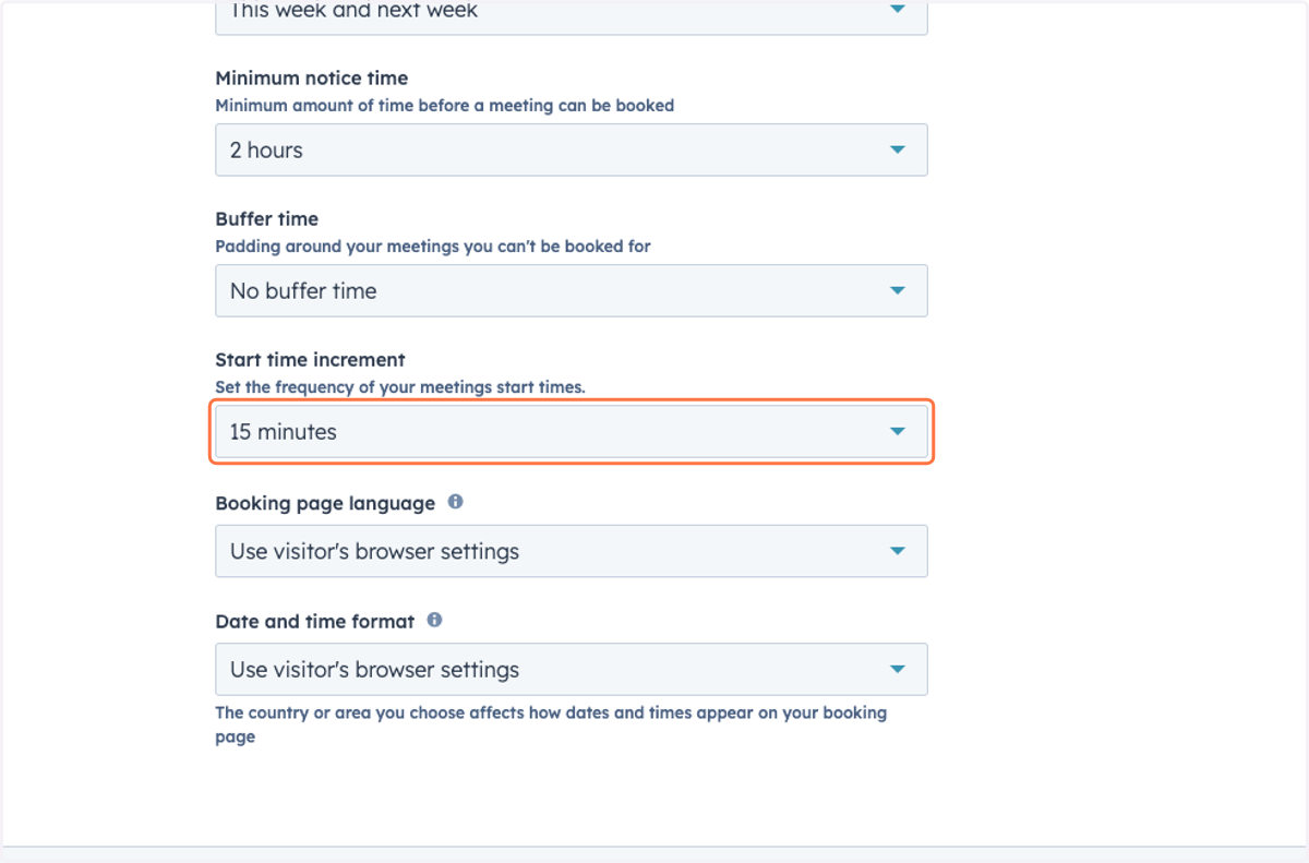 Click on Start time increment
