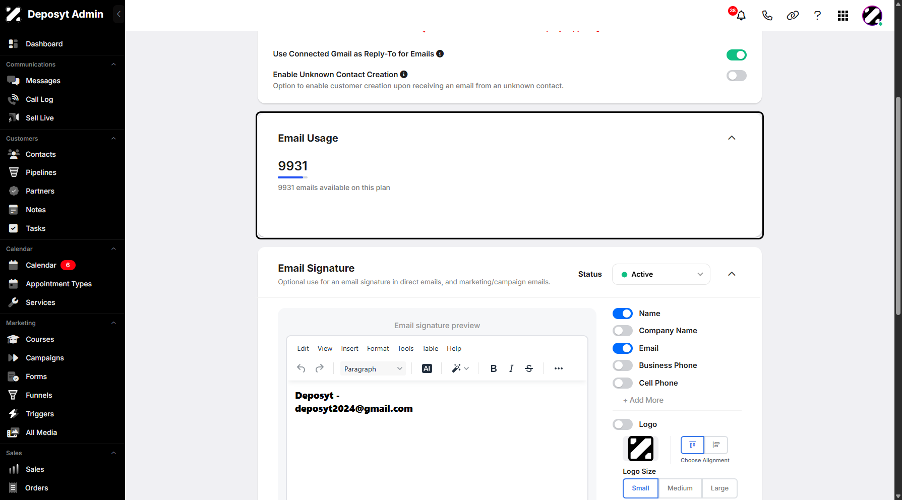 Step 8: Next is the Email Usage tab, which displays the total number of emails available for your plan.