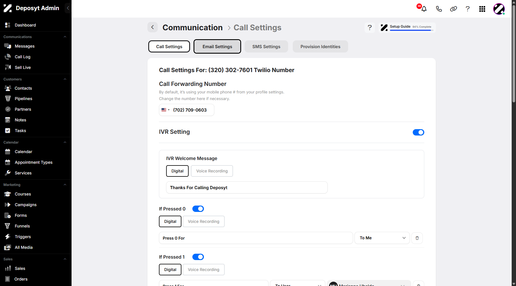 Step 5: Click on Email Settings to access the section.