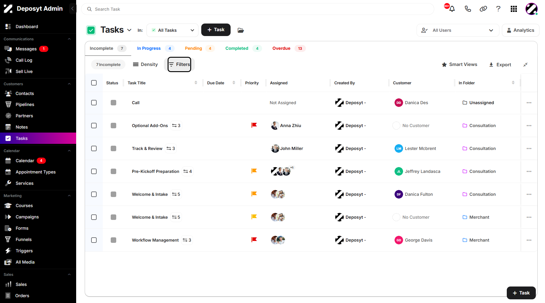 Step 3: Click on the Filters button next to the Density button.