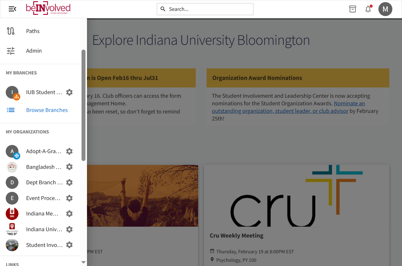 Scroll down to "My Organizations"