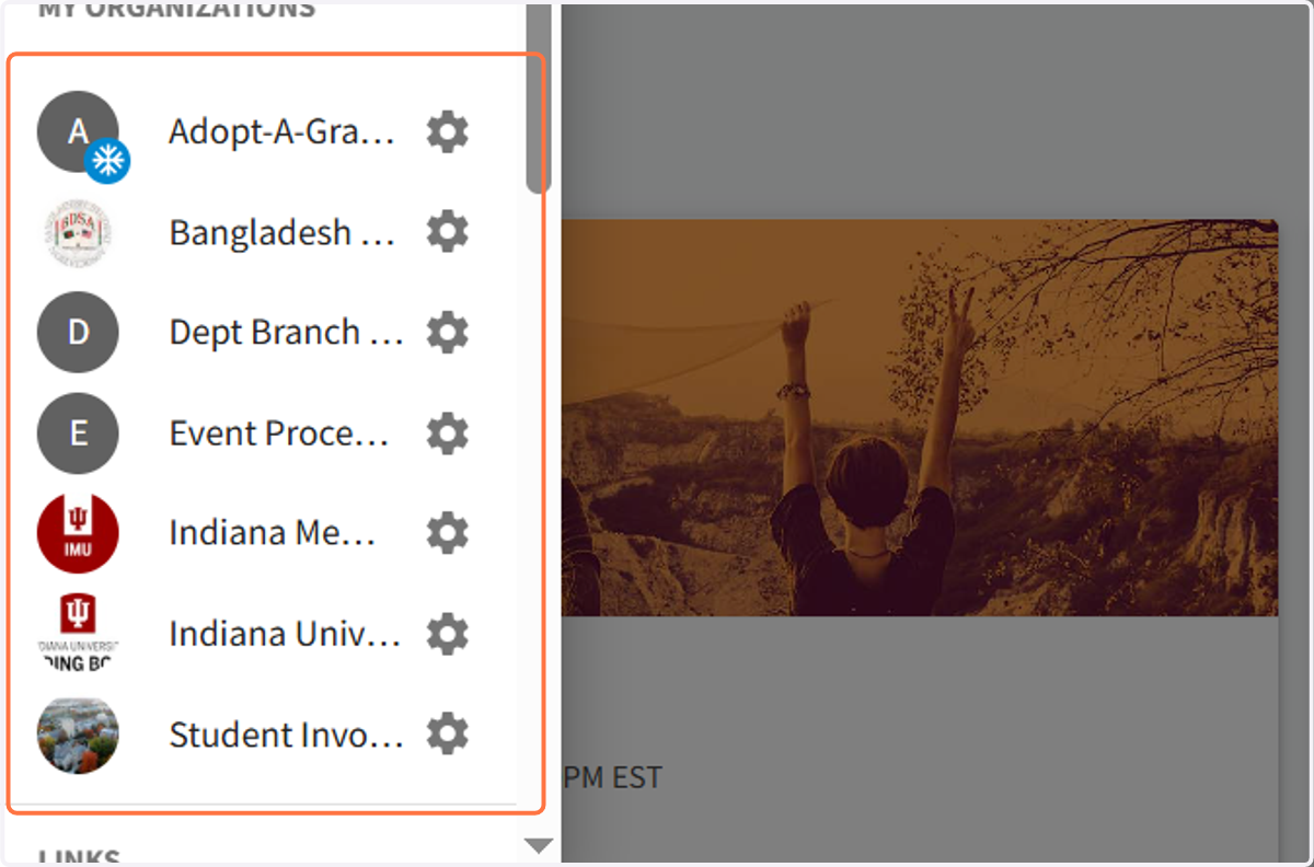 Scroll down to "My Organizations"