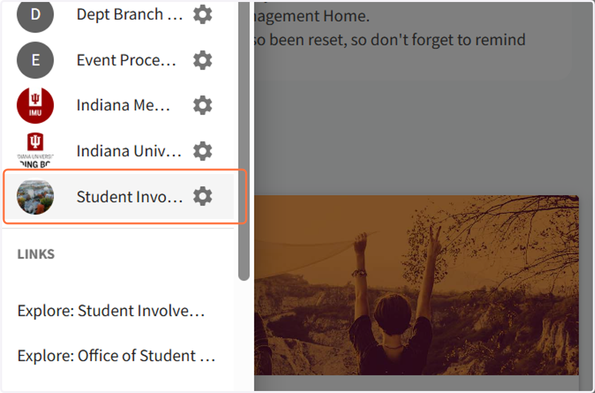 Select your Department's profile
