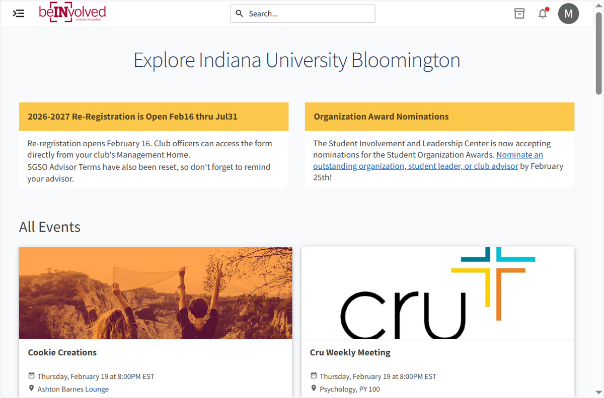 Log in using your IU Credentials