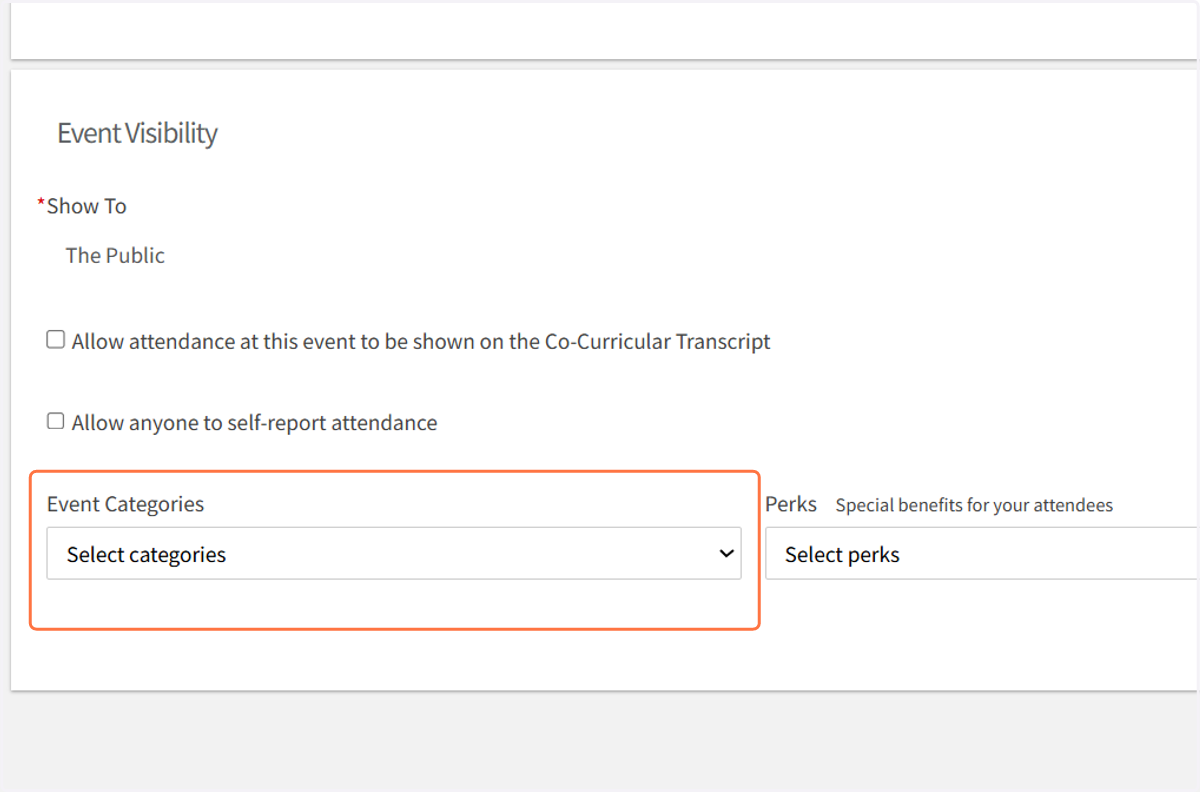 Now move on to "Event Categories"