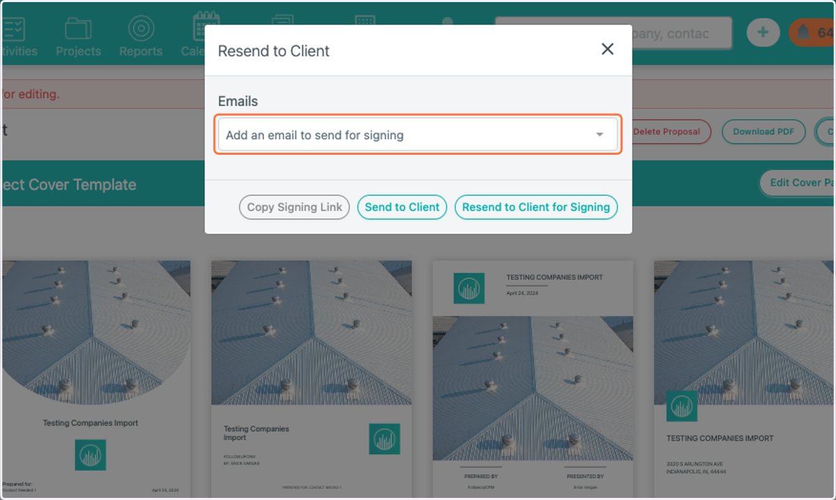 Click on Resend to Client…