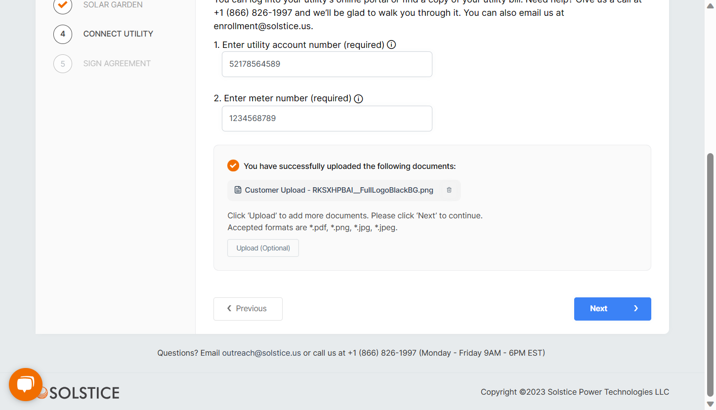 Enter Utility Info
