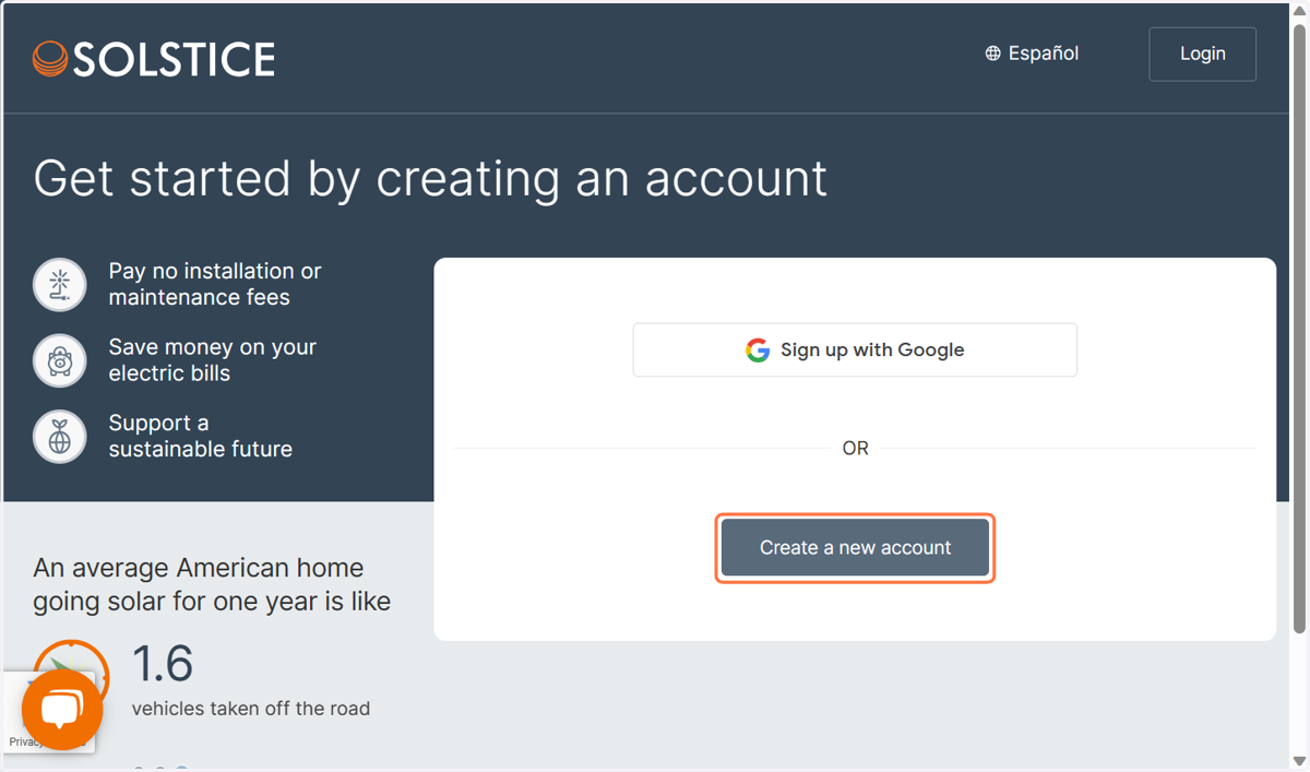 Click on Create a new account
