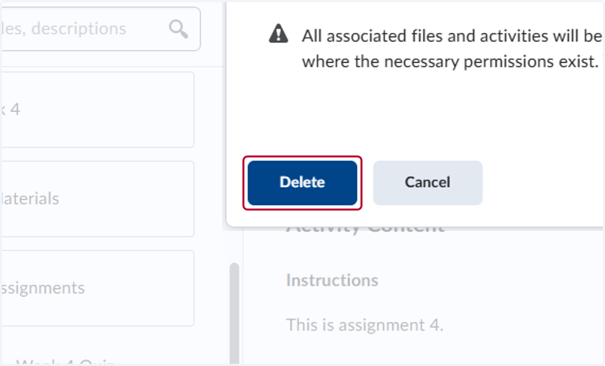 Click on Delete