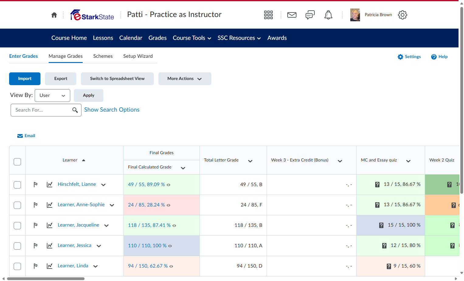 Click on Manage Grades
