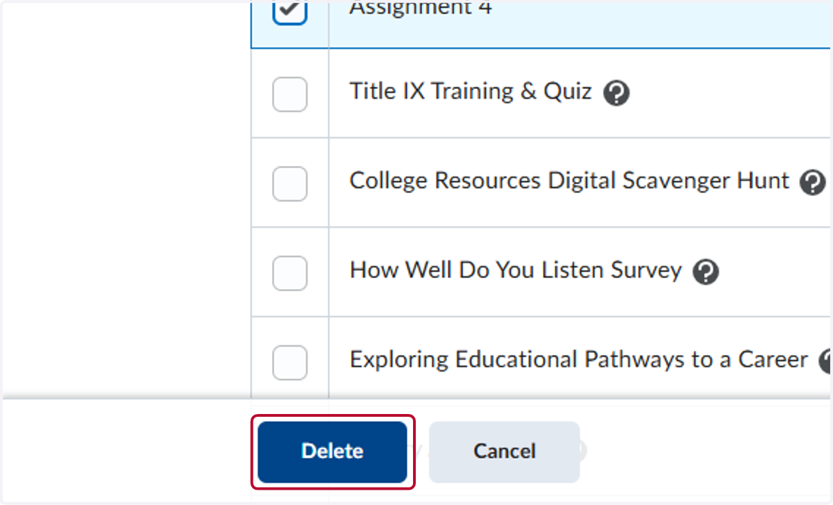 Click on Delete