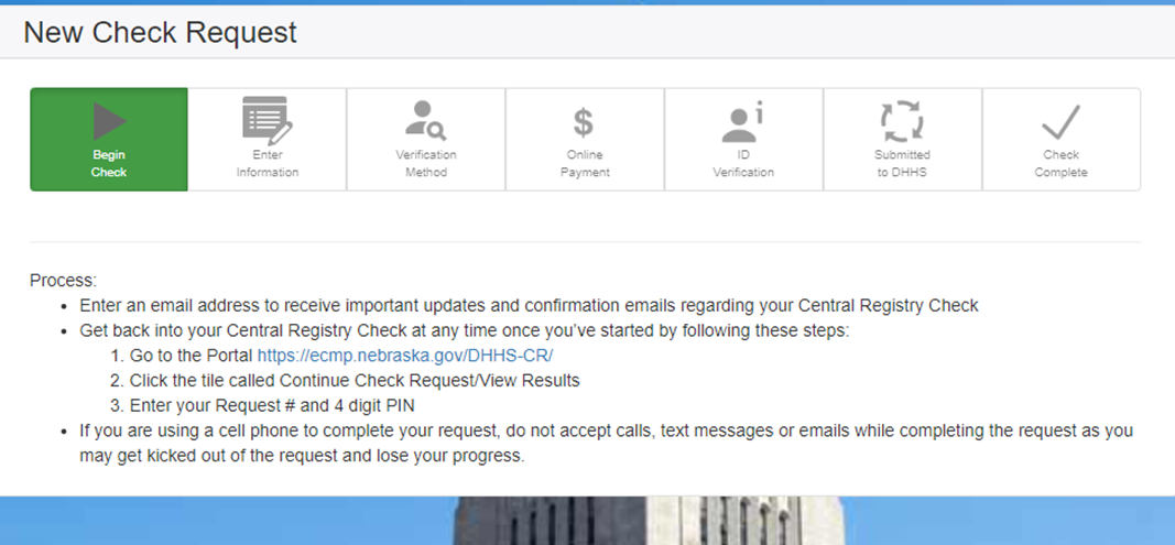 Before you start answering questions, make sure to read the Process on the first page and make note of the Portal link (you won't be able to use your email link anymore!), your Request #, and a 4 digit PIN.