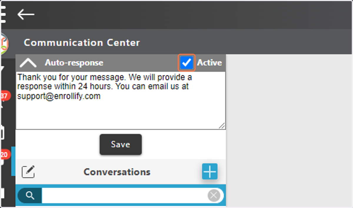 Mark the Check to make Auto-response Active.
