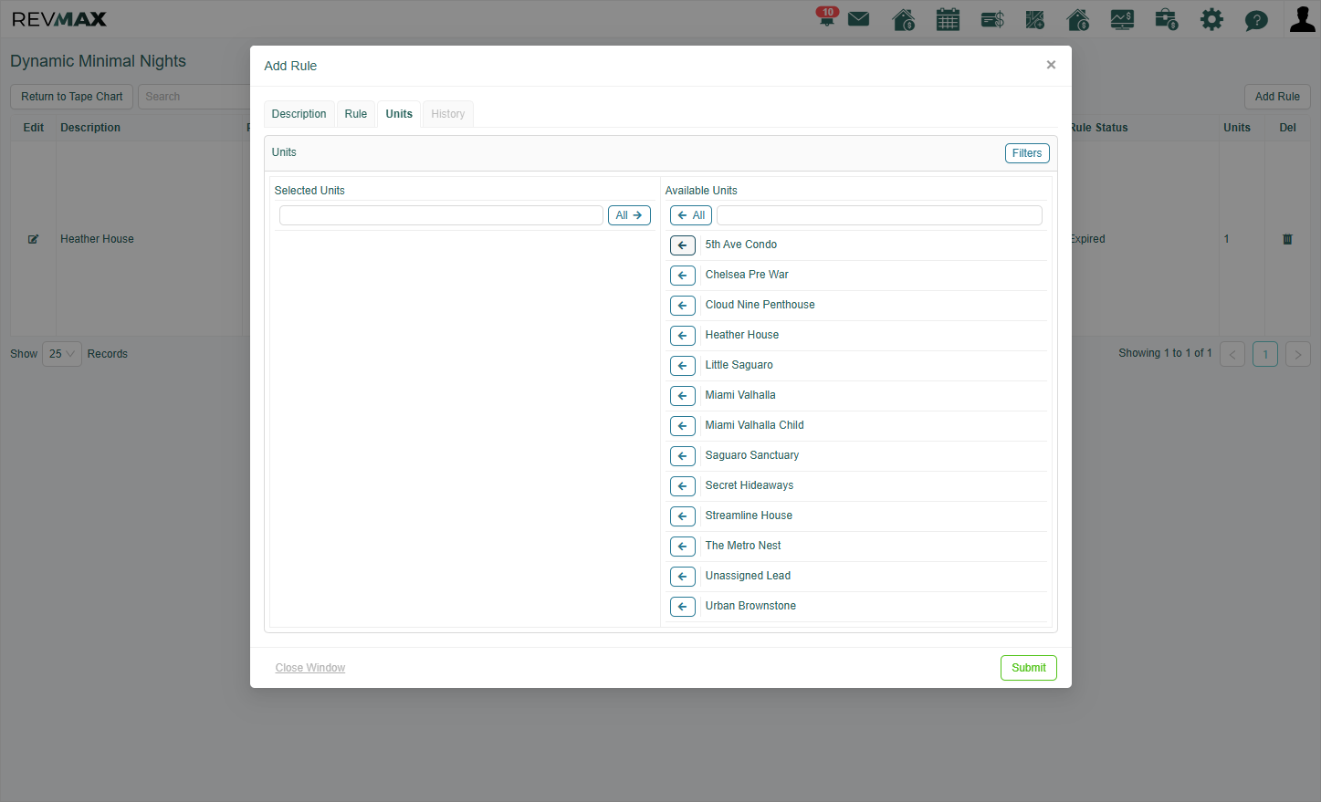 A. Go to Units Tab B. Select the unit(s) you would like to apply this rule to