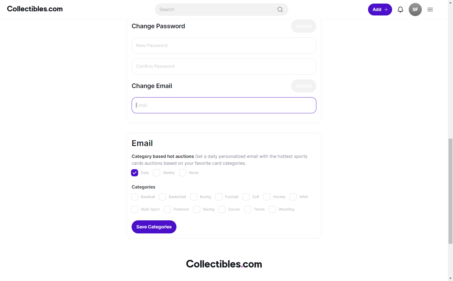 Change your email preferenes.