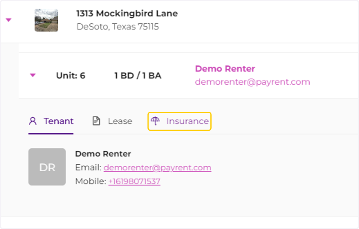 Click on Insurance