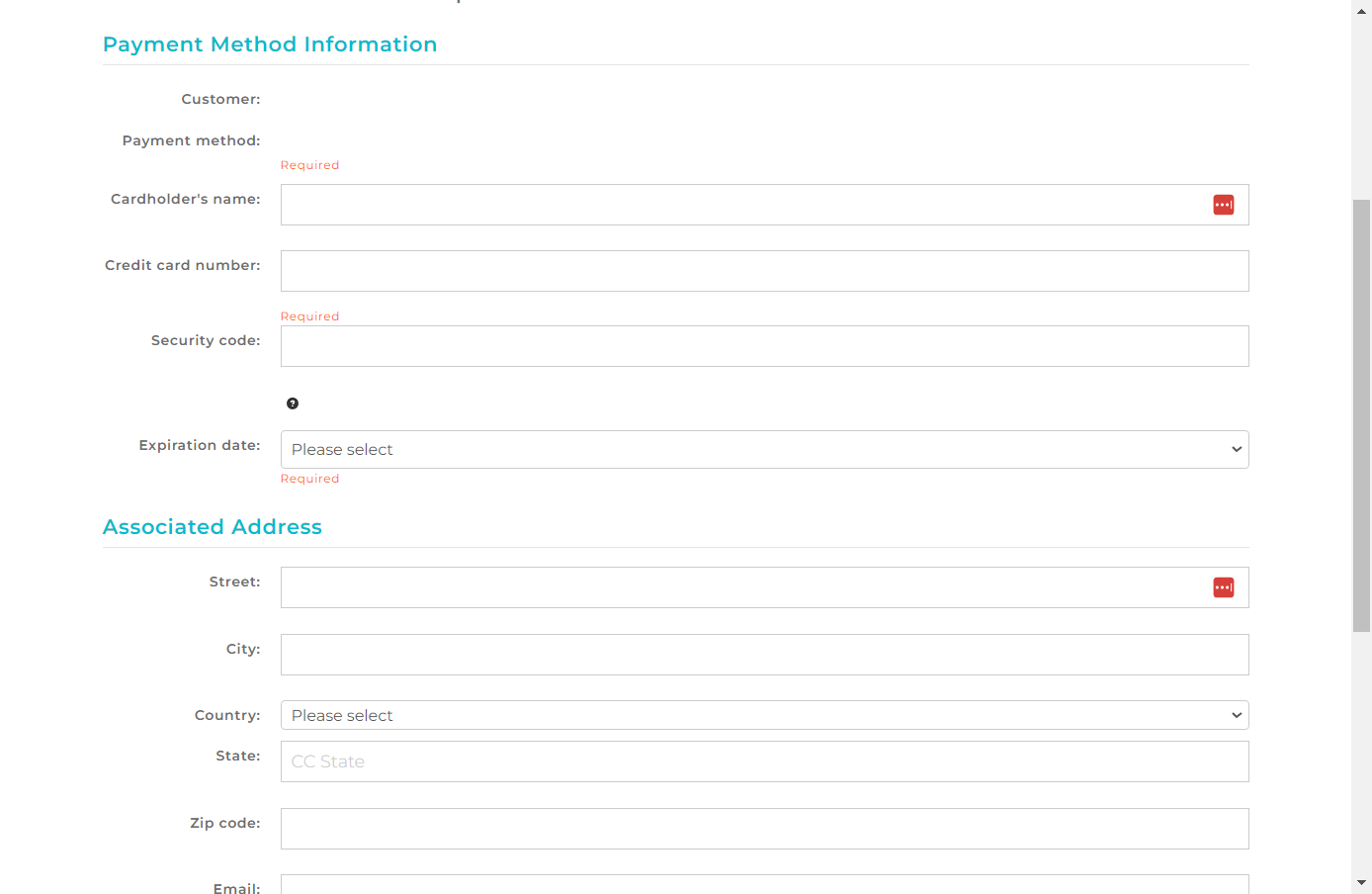 Fill in your credit card information and associated address