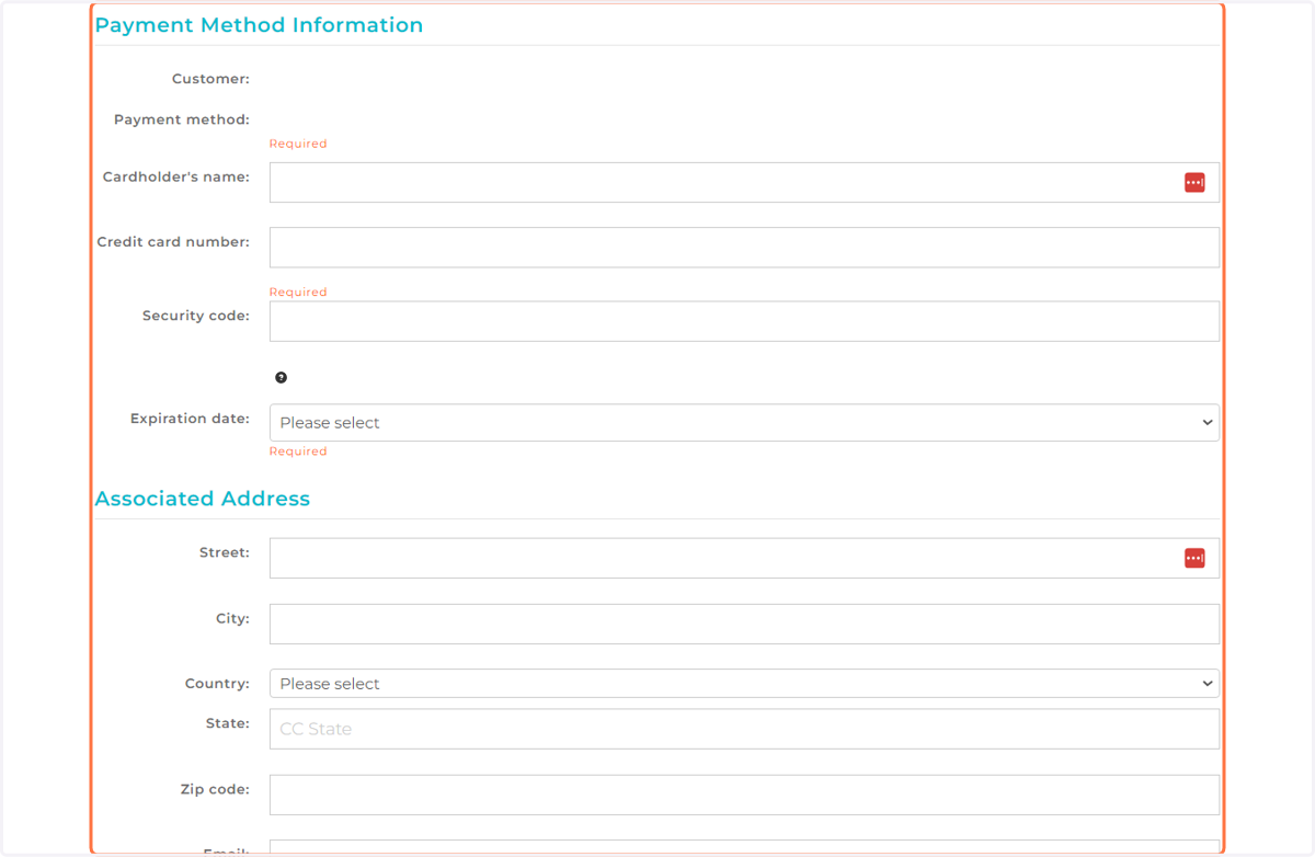 Fill in your credit card information and associated address