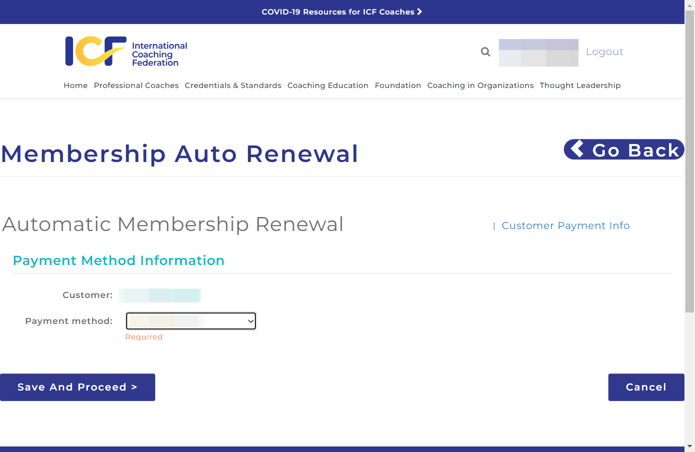 Select your Payment method: