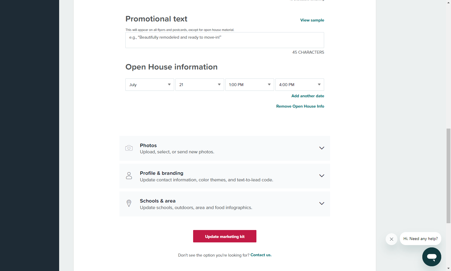 Click on Update marketing kit