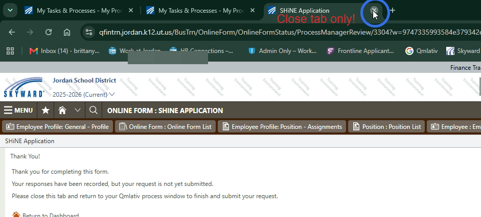 Close the form tab - NOT WINDOW