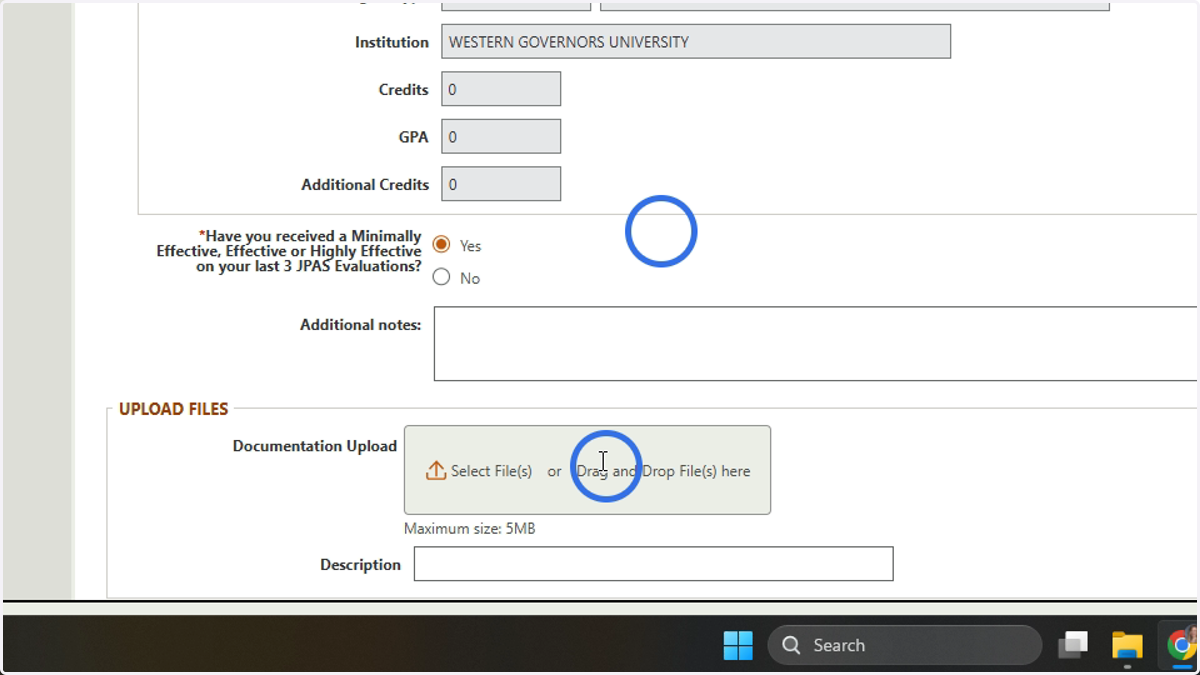 Upload any documentation that HR does not have on file.