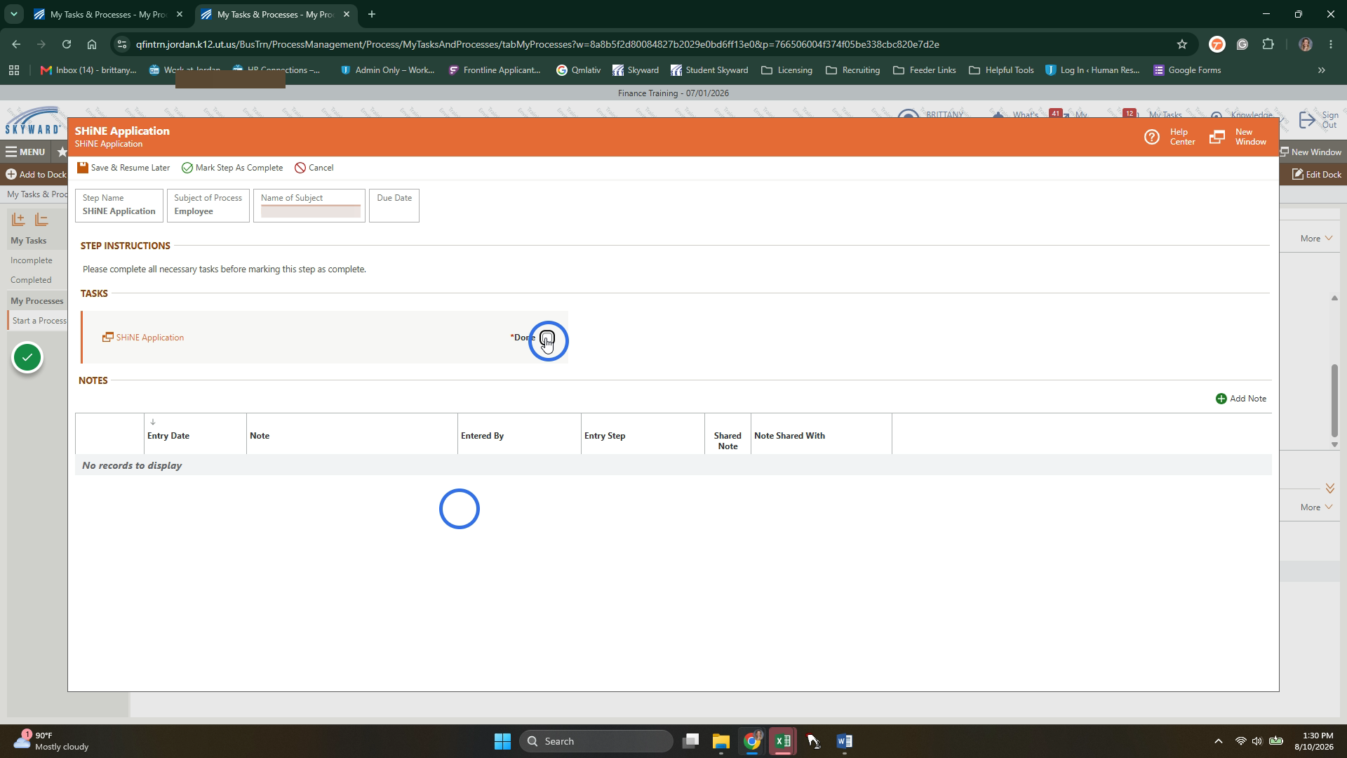 On previous tab, click done next to application.