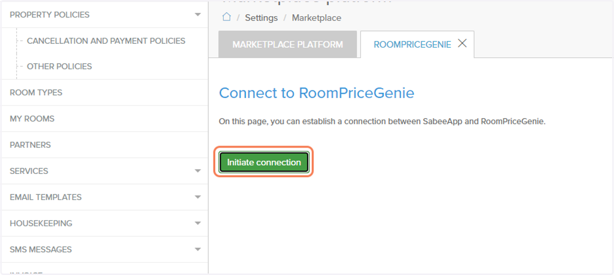 A new page opens - Once again click on Initiate connection