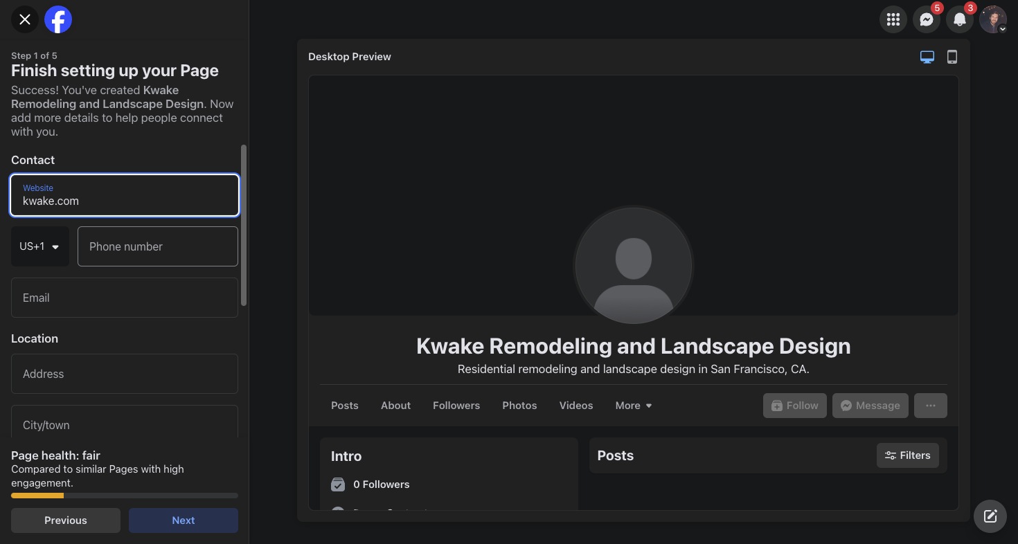 Add the web address for your new website we create for you.