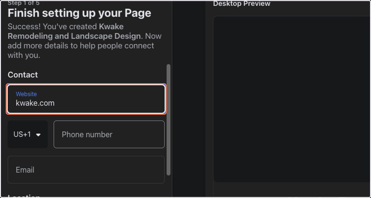 Add the web address for your new website we create for you.