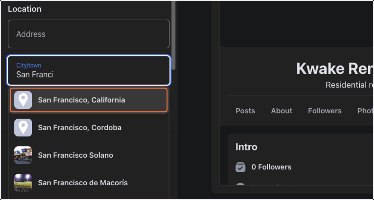 You can add your address or just your city.
