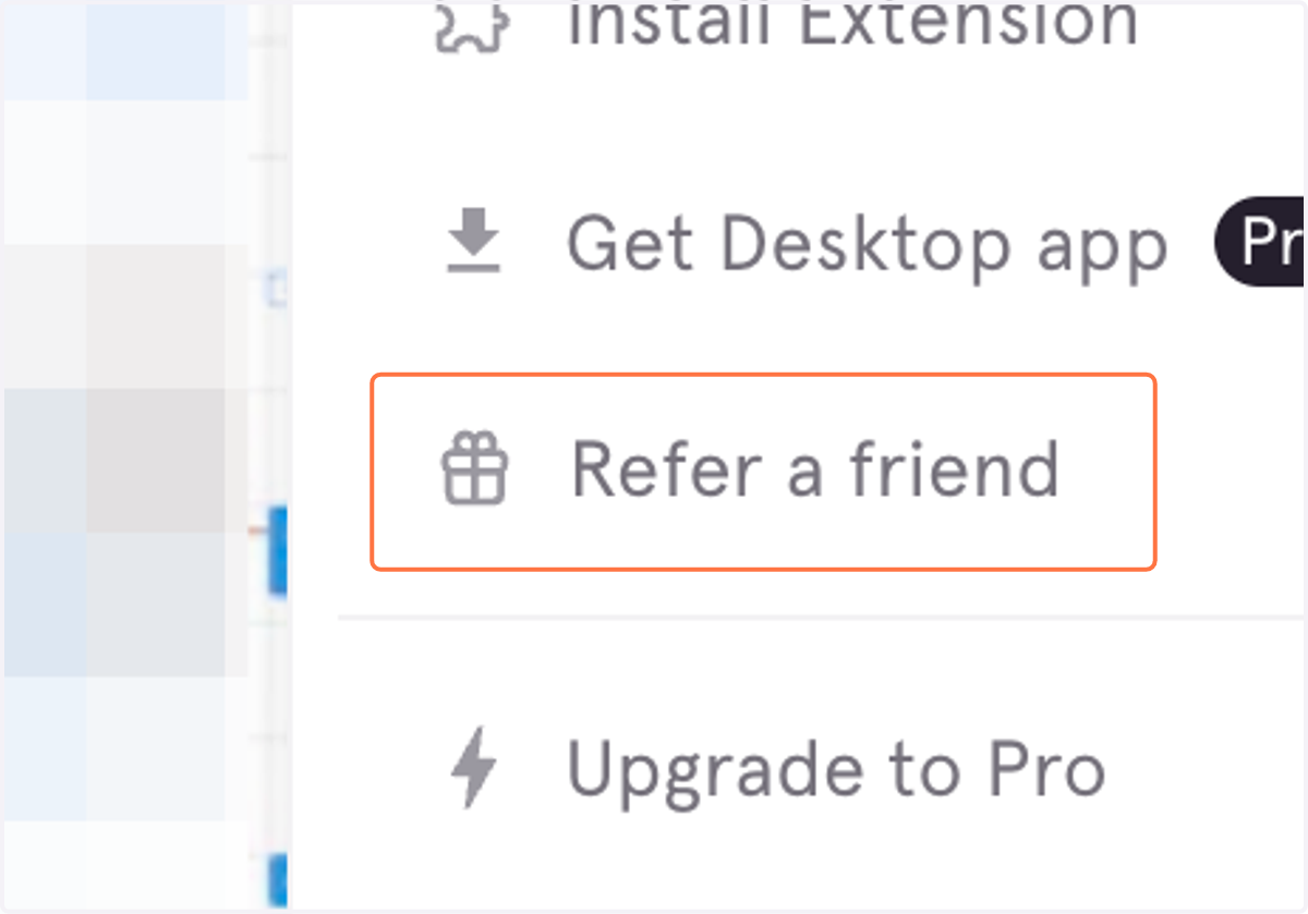 Click on "Refer a friend" to open the sharing window.