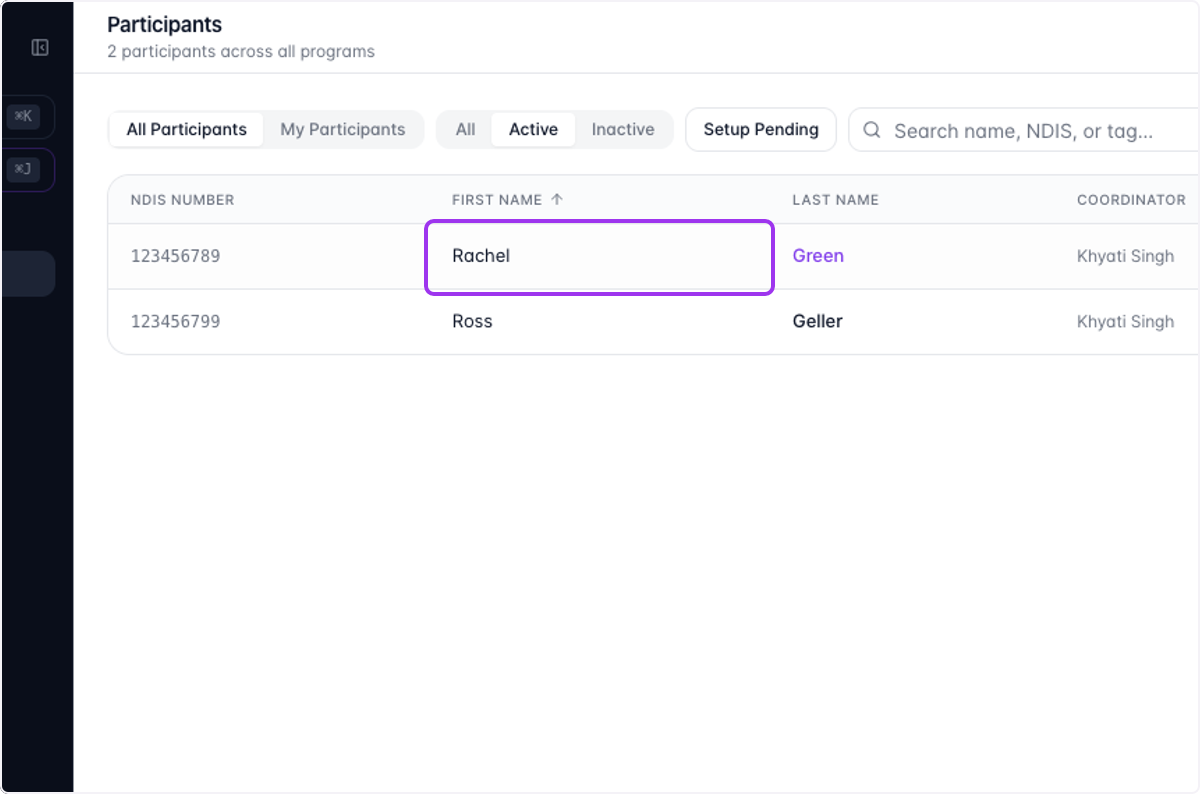 Another way is to select the Participant on the Participant's page