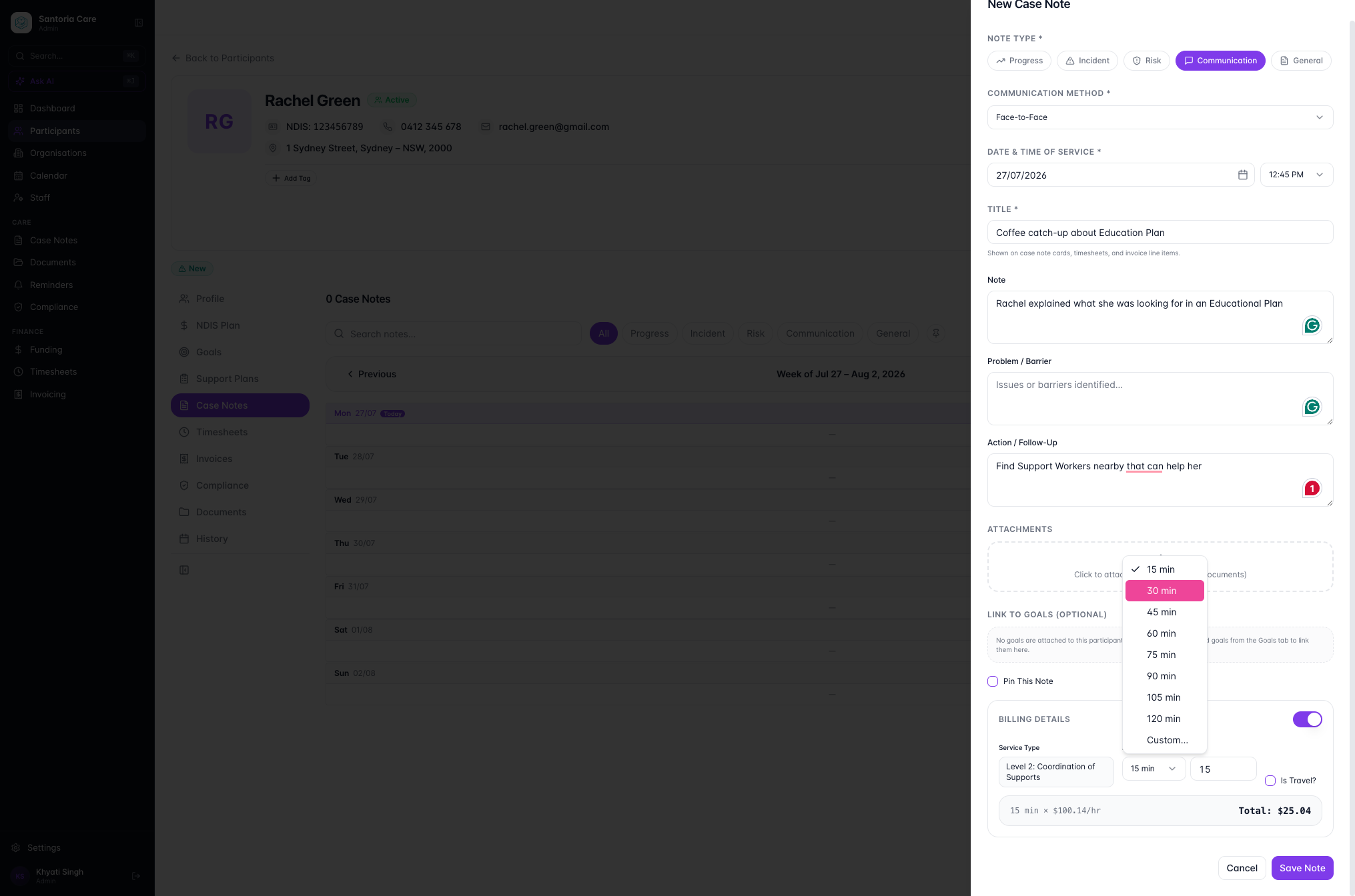 Select the duration of your interaction