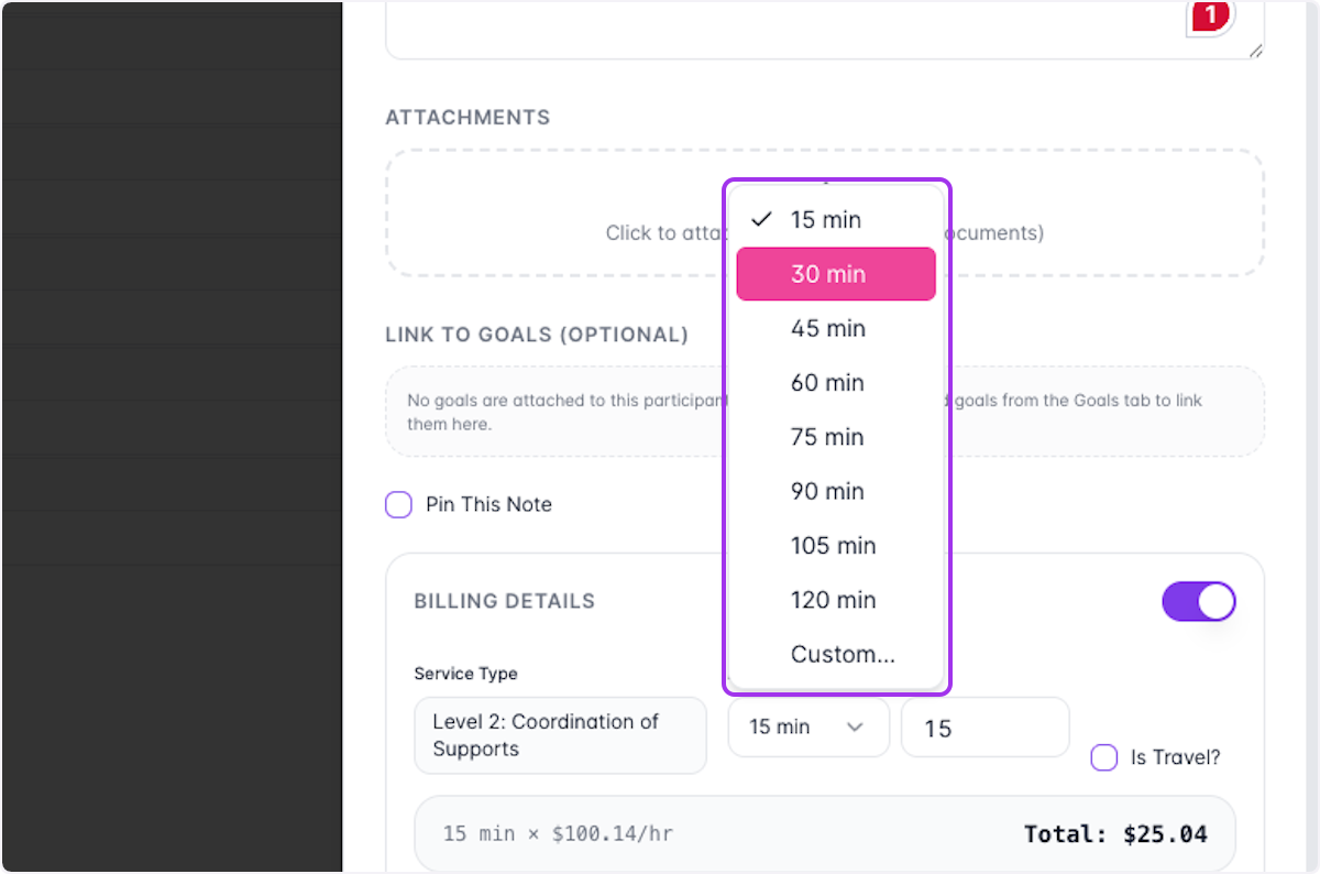 Select the duration of your interaction