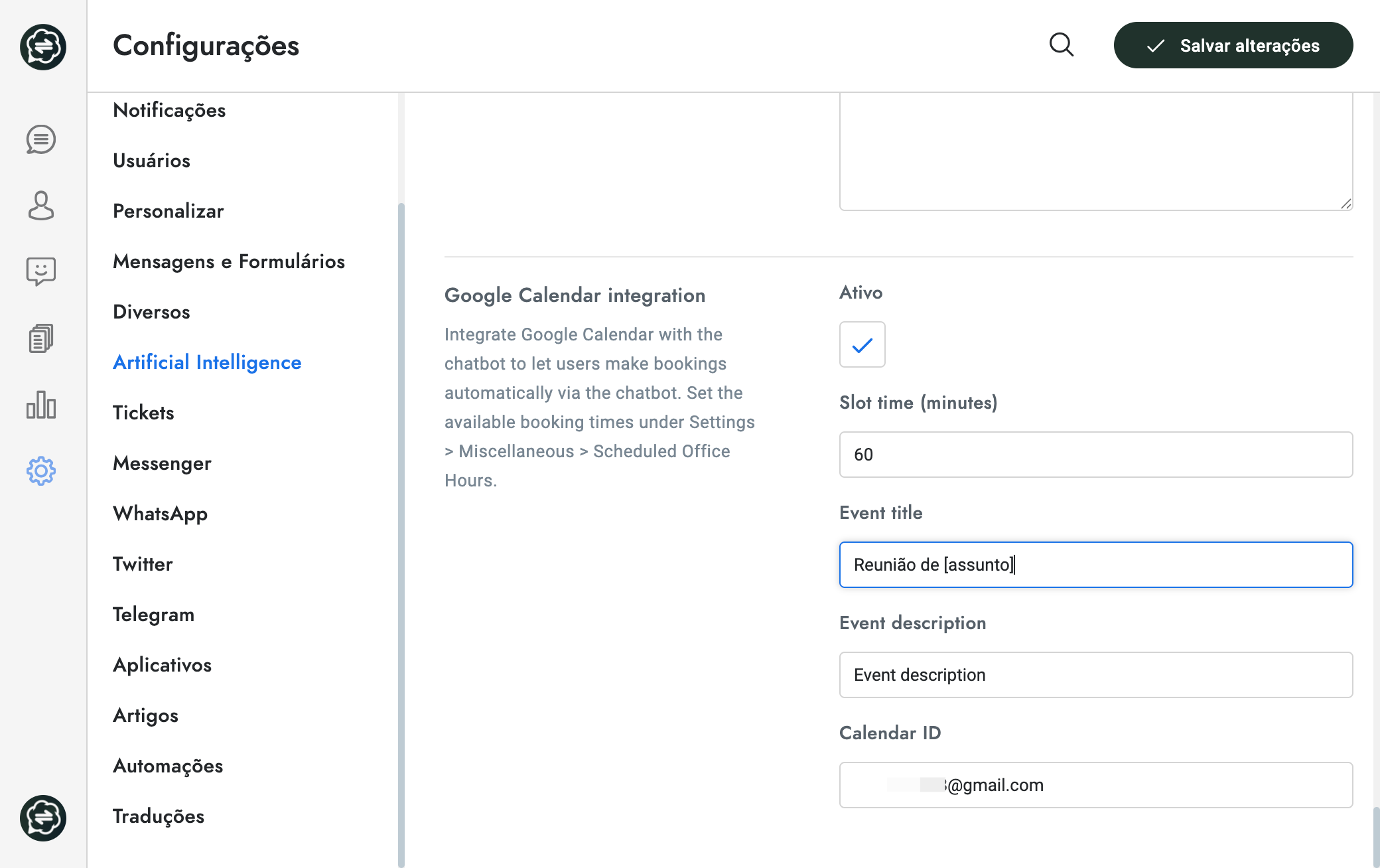 Altere o titulo do seu evento no Google Agenda, como por exemplo: "Reunião de [assunto]"