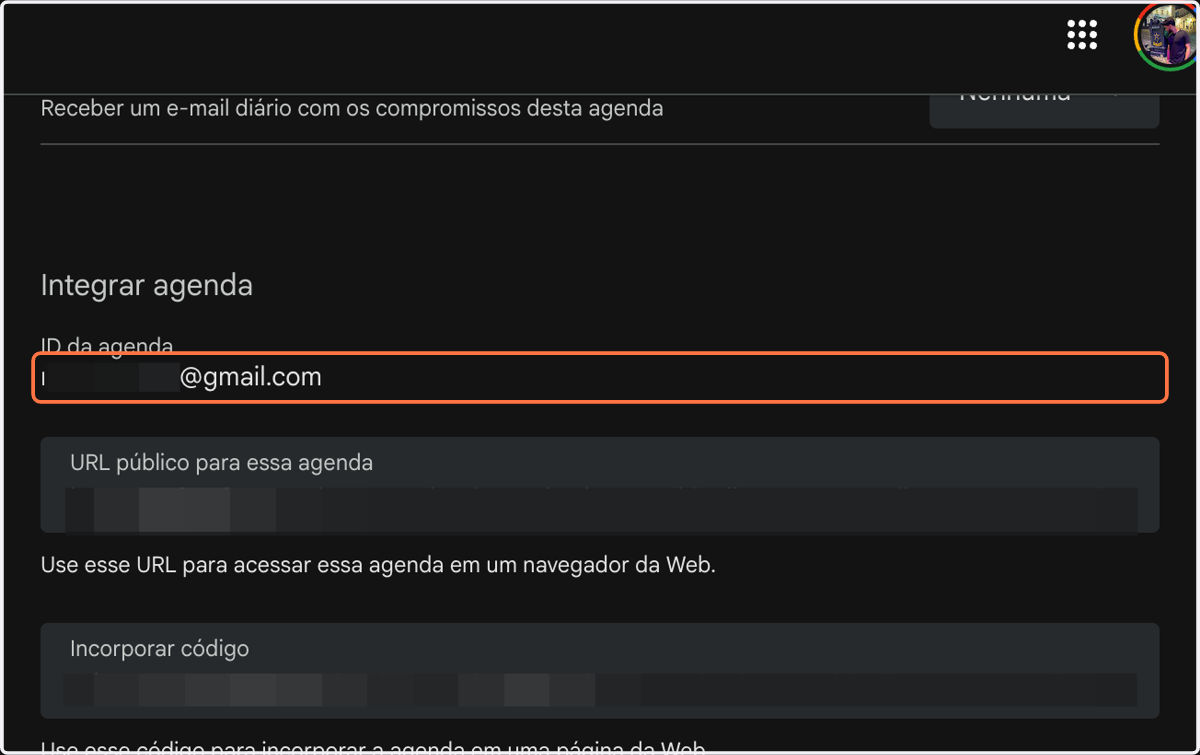 Clique em Configurações da agenda…