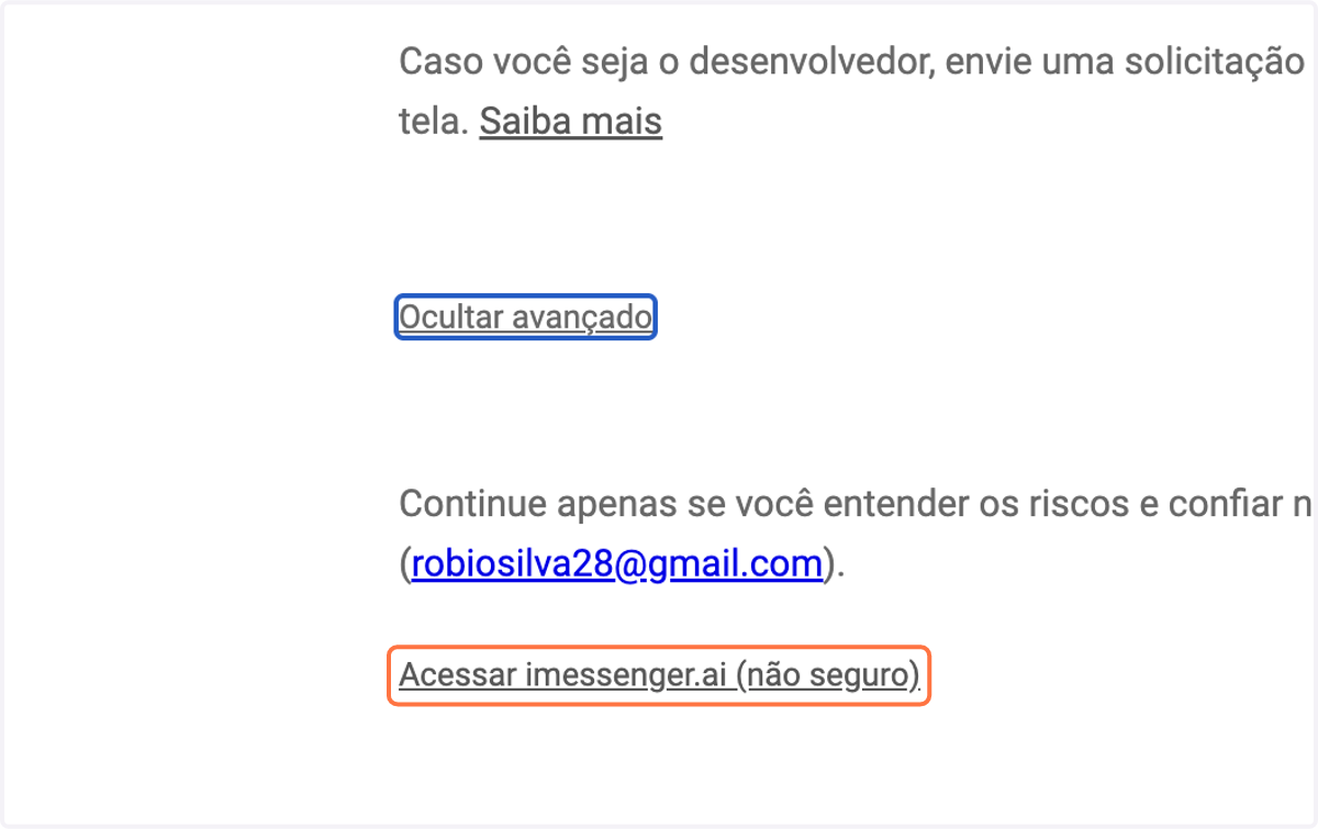 Clique em Acessar iMessenger.AI