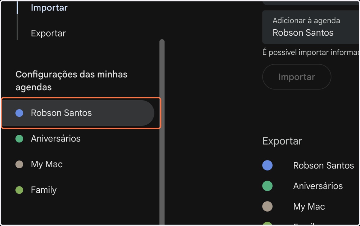 Clique na agenda que você utiliza o