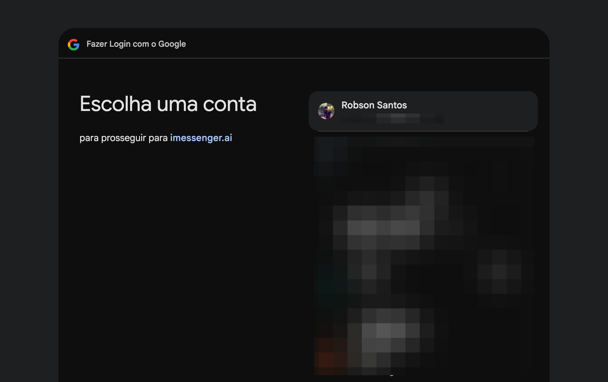 Selecione a sua conta do Google que você utiliza o Google Agenda...