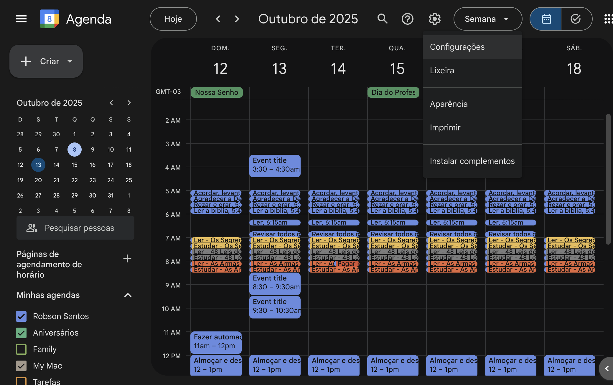 Click on Configurações