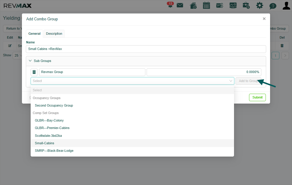 Proceed in selecting the next group and click Add to Group. Note: You can set two or more groups for a combo group to work.