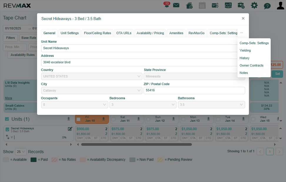 Click on the Yielding Tab