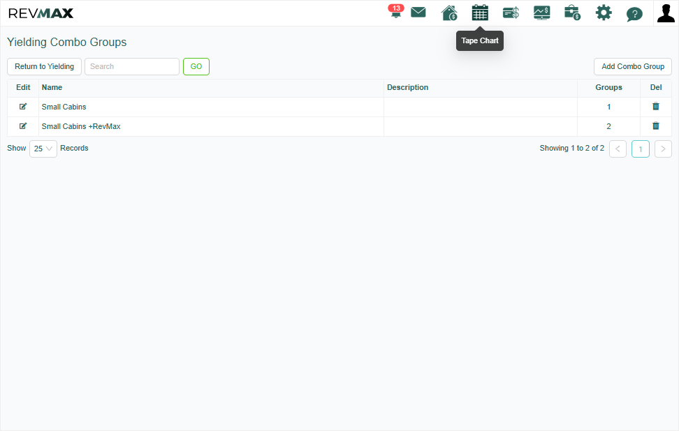 Click the Pricing Tape Chart icon on the top right menu bar.