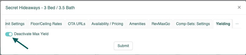 Toggle the button next to Deactivate Max Yield as to "turn on" yielding