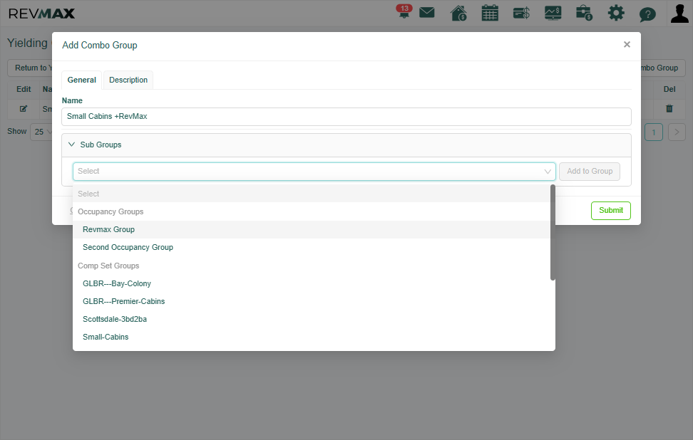 Proceed in adding the sub-groups - such as the Occupancy Group and/or CompSet group you'd like to combine.