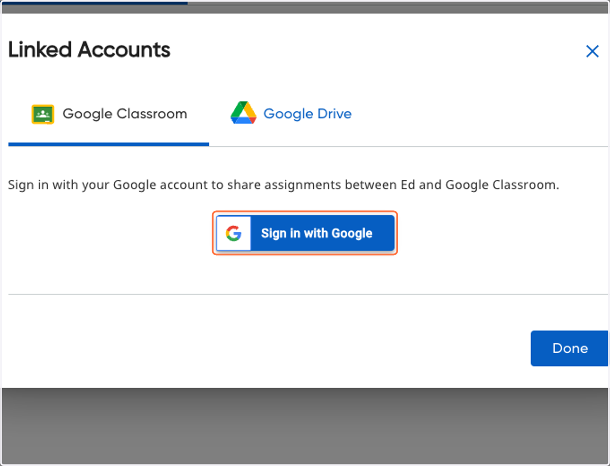 Click on Sign in with Google