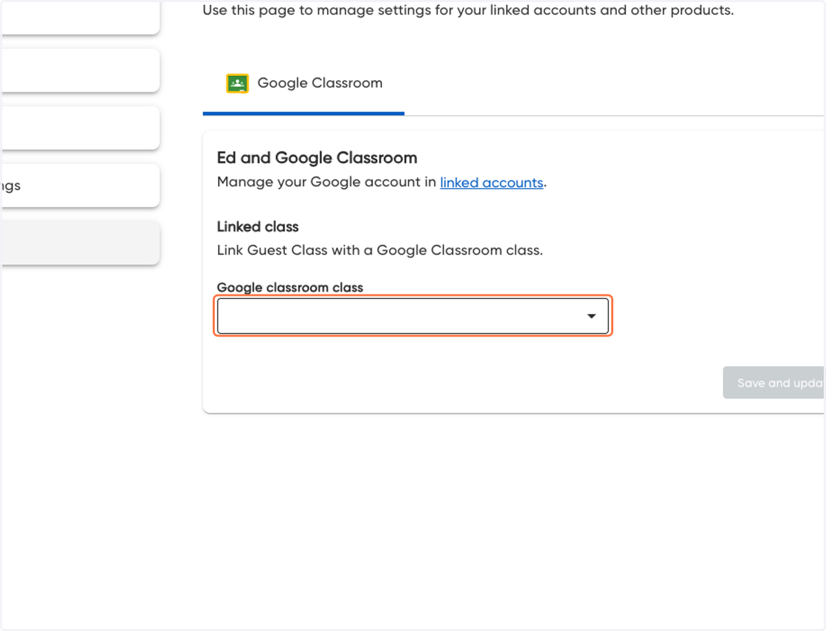 Click on Google classroom class dropdown menu
