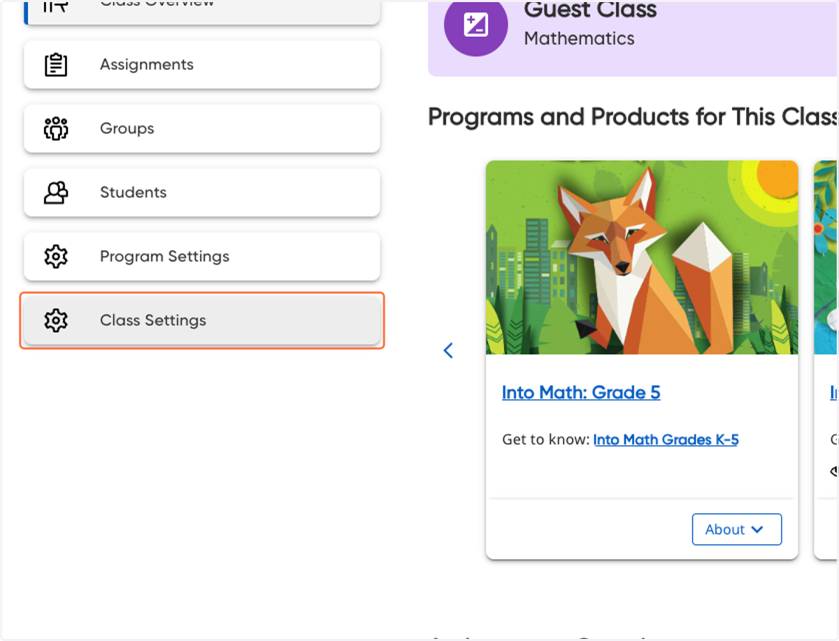 Click on Class Settings